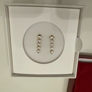 Aurate Lab Grown White Sapphire Heart Tennis Earrings gold vermeil